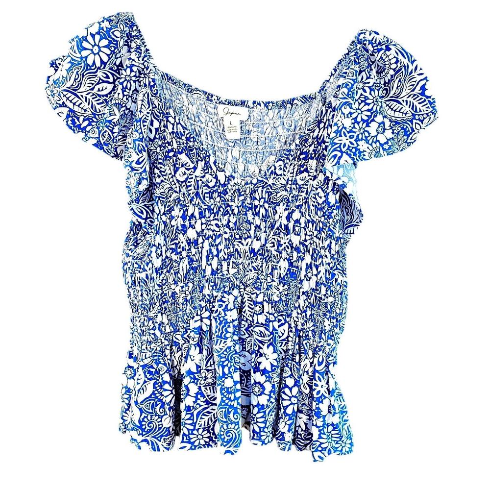 Japna Womens Babydoll Top Large Ditsy Floral Short Sleeve Cottagecore V-neck